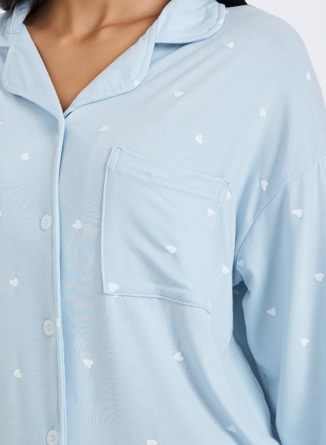 ستايلي طقم بيجاما من بنطال وبلوزة بتفاصيل جيب - Image 3